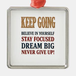 Keep Going Vintage Motivatie Typografie Metalen Ornament
