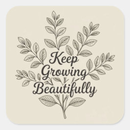 Keep growing beautifully  vierkante sticker