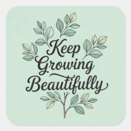 Keep growing beautifully  vierkante sticker
