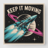 Keep It Moving Vierkante Klok (Voorkant)