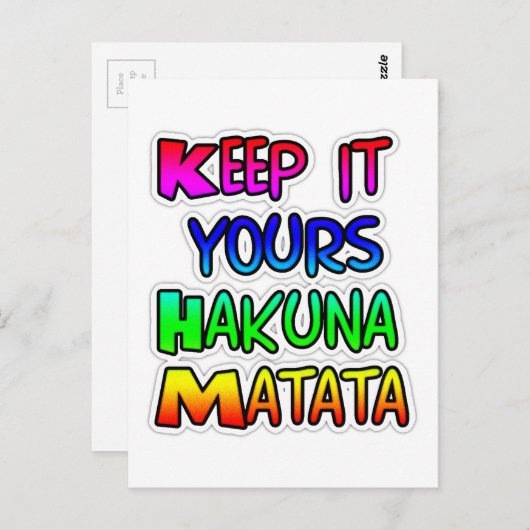 Keep It Yours Hakuna Matata Kunstdruk Briefkaart (Voorkant / Achterkant)