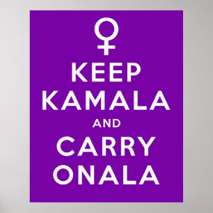 Keep Kamala en Carry Onala Paarse Achtergrond Poster