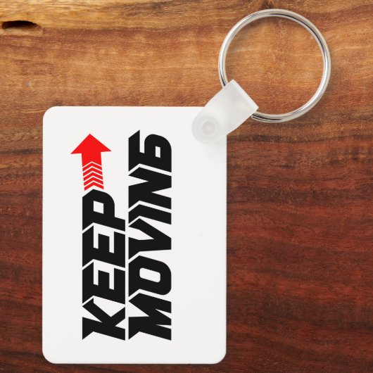 Keep Moving – Powerful Red Motivation Quote Design Sleutelhanger (Achterkant)