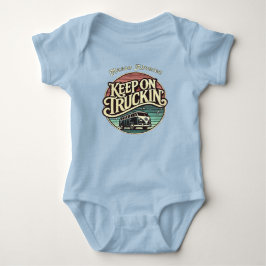 Keep On Truckin’ Retro 60s gepersonaliseerd blauw Romper