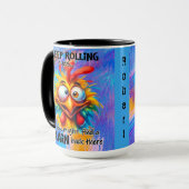 "Keep Rolling Your Eyes" Funny Chicken Mok (Voorkant links)