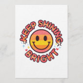 Keep Shining Bright Sticker – Retro 90s Smiley  Kaart (Voorkant)