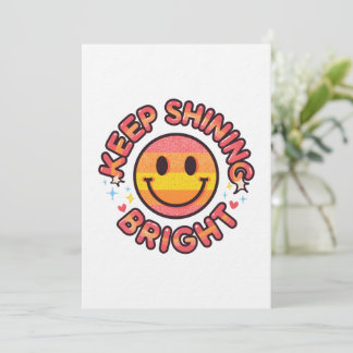 Keep Shining Bright Sticker – Retro 90s Smiley  Kaart