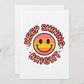 Keep Shining Bright Sticker – Retro 90s Smiley  Kaart (Voorkant / Achterkant)