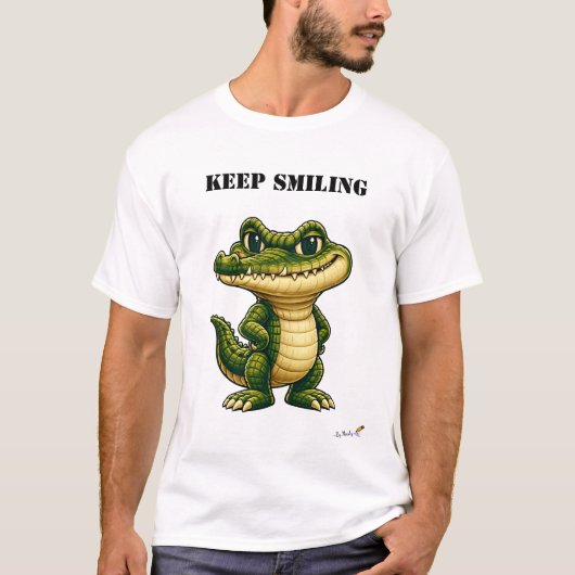 Keep Smiling Funny Crocodile T-Shirt (Devant)