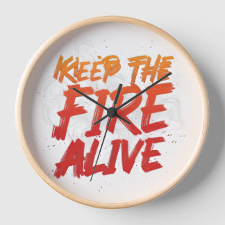 Keep the Fire Alive Wall Clock, 10" Round Natural 