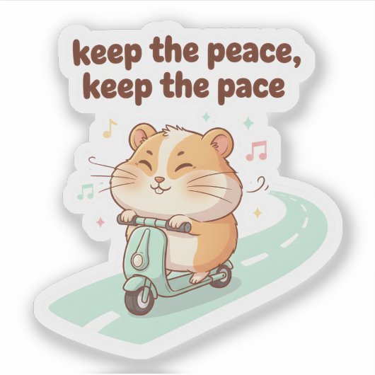 Keep the Peace, Keep the Pace – Cute Scooter Sticker (Voorkant)