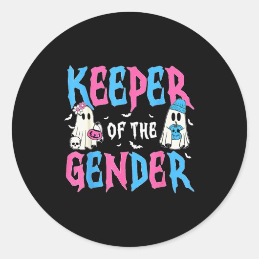 Keeper Of The Gender Pumpkin Halloween Baby Gender Ronde Sticker (Voorkant)