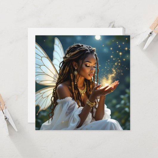 Keeping in Touch | Fairy and Gold Dust Kaart (Voorkant / Achterkant in situ)