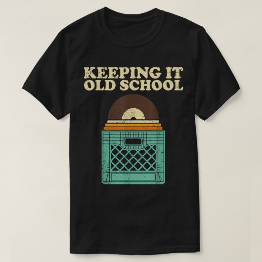 Keeping It Old School Vinyl Crate Tee T-shirt (Design voorkant)