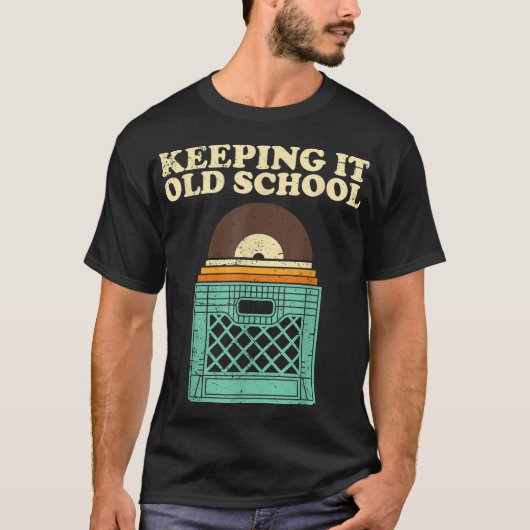Keeping It Old School Vinyl Crate Tee T-shirt (Voorkant)