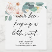 Keeping Little Secret Baby Pregnancy Announcement Wijn Etiket (Enkel label)