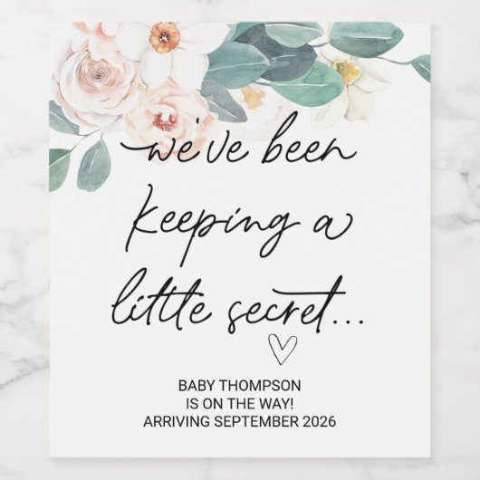 Keeping Little Secret Baby Pregnancy Announcement  Wijn Etiket (Enkel label)