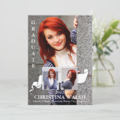 Keepomwille 3 Photo White Ribbon Afstuderen Kaart (Staand voorkant)