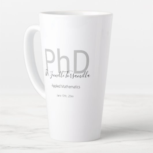 Keepomwille Black Grey Name PhD Afstuderen Latte Mok (Linkerhoek)