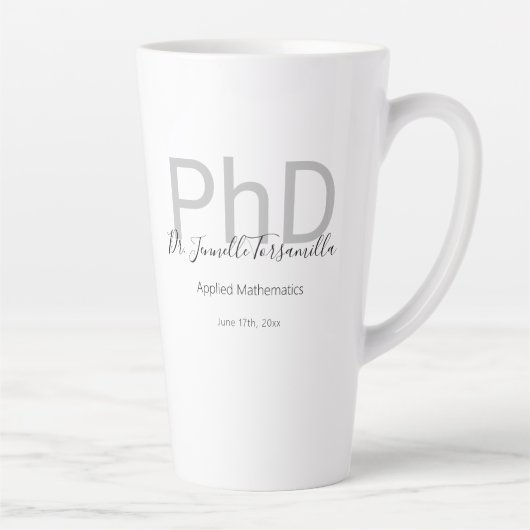 Keepomwille Black Grey Name PhD Afstuderen Latte Mok (Rechts)