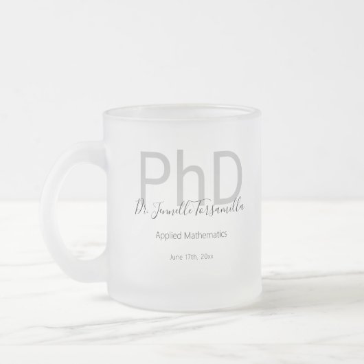 Keepomwille Black Grey Name PhD Afstuderen Matglas Koffiemok (Links)