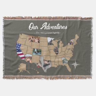 Keepomwille Family Travel USA Photo Collage Throw  Deken