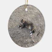 Keepomwille Ornament: Tabby Kat met witte inhoud Keramisch Ornament (Links)