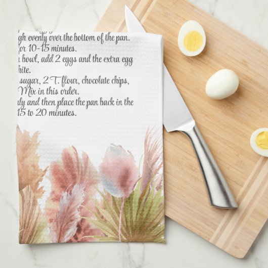 Keepomwille Recipe Gift Elegant Boho Pampas Grass Theedoek (Quarter Fold)