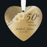 Keepsaké 50e anniversaire 💞 Mariage d'or<br><div class="desc">⭐ ⭐ ⭐ ⭐ 5 Star Review. 🥇 UN DESIGN D'ART ORIGINAL DE DROIT D'AUTEUR DE Donna Siegrist SEULEMENT DISPONIBLE SUR ZAZZLE! 50e anniversaire de Mariage Garder l'ornement de design prêt pour vous à personnaliser. Le texte peut être modifié pour d'autres événements ou occasions. TOUTES LES OPTIONS DE MODÈLE NE...</div>