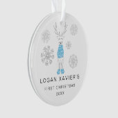 Keepsake Baby's eerste kerst rendieren foto Ornament (voorkant)