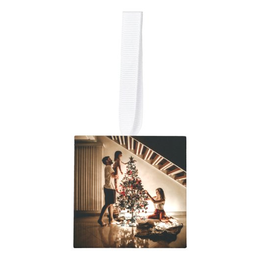 Keepsake Christmas Family Photo Cube Kubus Ornament (Voorkant)