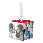 Keepsake Christmas Family Photo Cube Kubus Ornament (Achter hoekig)
