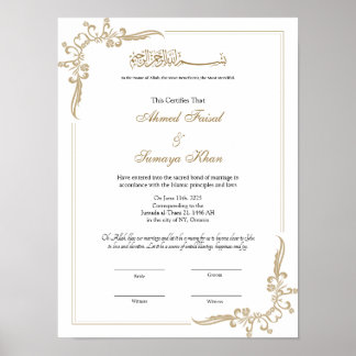 Keepsake Elegant lijst nikkah contracten Poster