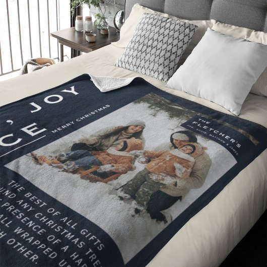 Keepsake Foto & Quote Kerstcadeau Navy Blue Fleece Deken