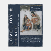 Keepsake Foto & Quote Kerstcadeau Navy Blue Fleece Deken (Voorkant)