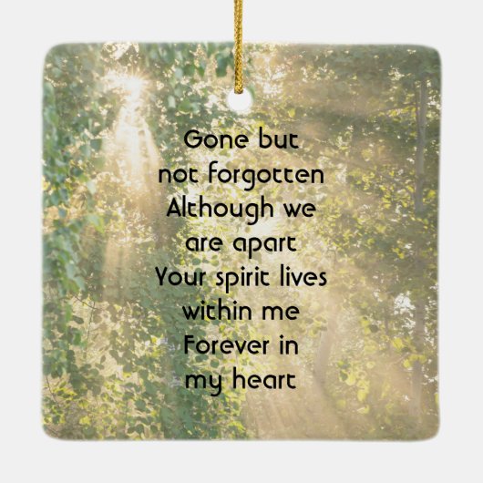Keepsake Memorial Sunshine Golden Forest Keramisch Ornament (Achterkant)
