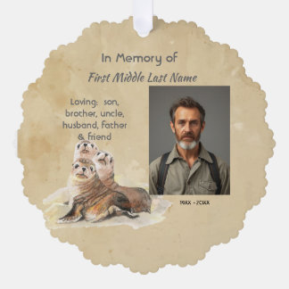 Keepsake Memorial Watercolor Seals Animals Ornament Kaart