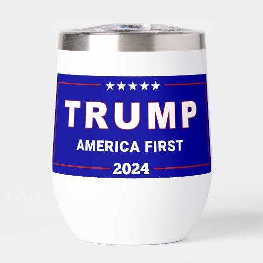 Keepsake, naam Trump 2024 America First 11oz Blue (Voorkant)