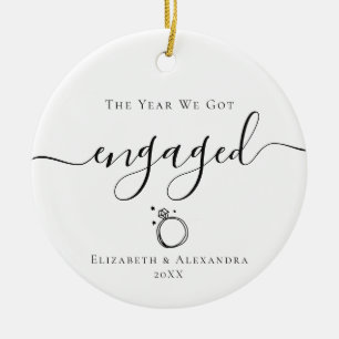 KeepSake paar namen jaar dat we verloofd zijn Keramisch Ornament