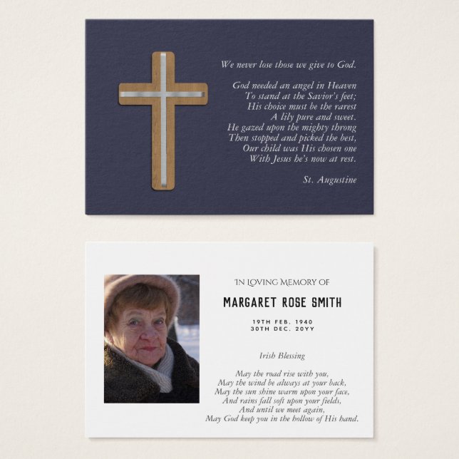 Keepsaké PHOTO Célébration de la vie funérailles c (Devant & derrière)