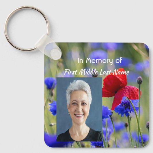 Keepsake  Poppy Cornflower Meadow Memorial Sleutelhanger (Voorkant)