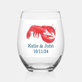 Keepsake Preppy kreeft bruiloft gunst Wijnglas Zonder Voet (Achterkant)