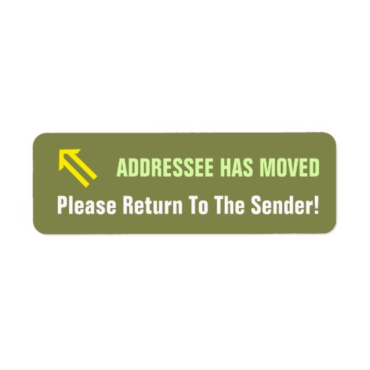 "Keer terug naar de afzender!" Label (Voorkant)