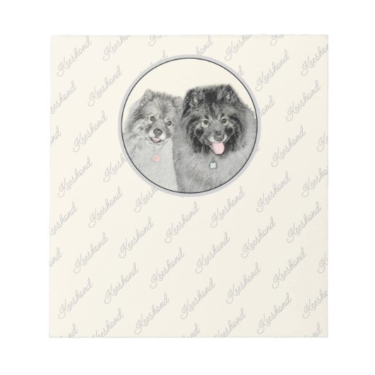 Keesdoorn Graphics Keeshond Ma en Son Notepad Notitieblok (Voorkant)