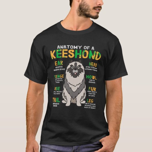 Keeshond Anatomie Grappige Hond Mum Papa Gift T Sh T-shirt (Voorkant)