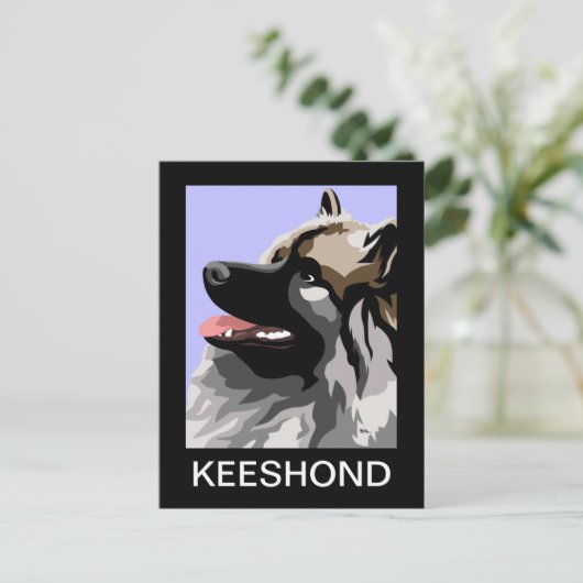 Keeshond Art Briefkaart (Staand voorkant)