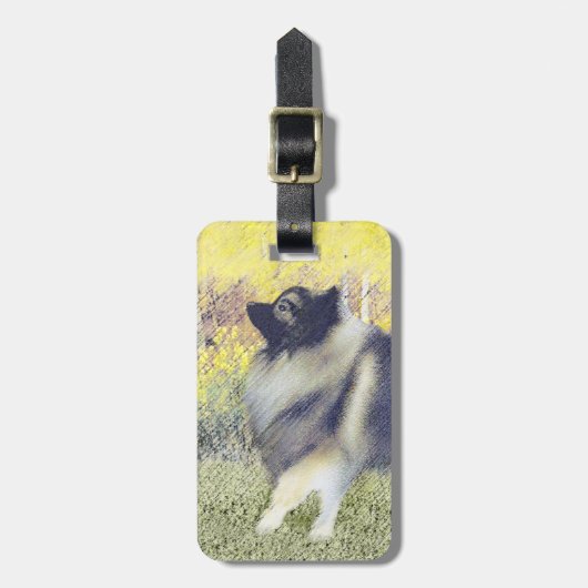 Keeshond Aspen Painting - Cute Original Dog Art Bagagelabel (Voorkant verticaal)