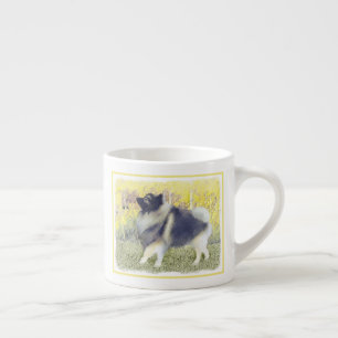 Keeshond Aspen Painting - Cute Original Dog Art Espresso Kop