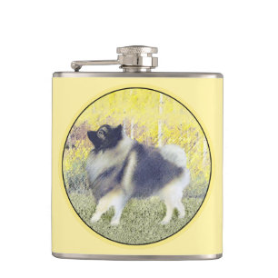 Keeshond Aspen Painting - Cute Original Dog Art Heupfles