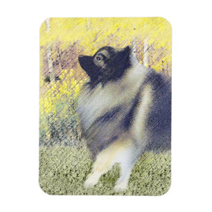 Keeshond Aspen Painting - Cute Original Dog Art Magneet